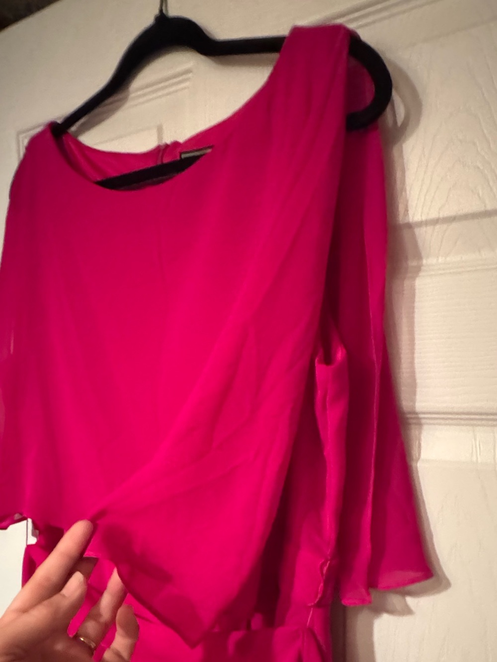 JH Size 16 Bright Pink Women’s Sleeveless Tank Dress w/ chiffon overlay - Picture 4 of 11